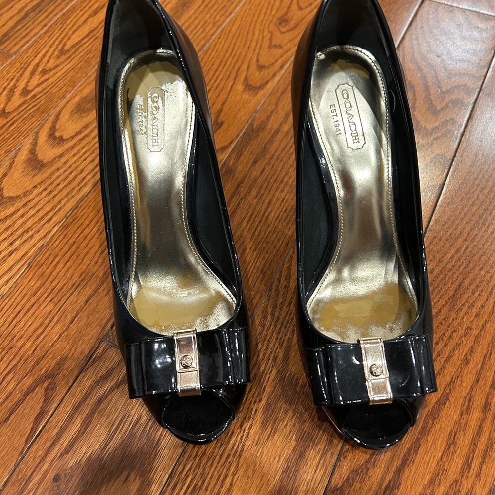 Coach Black Peep Toe Heels